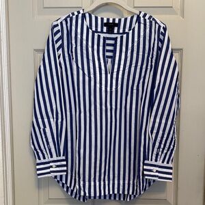 J. Crew Navy and White Striped Casual Shirt